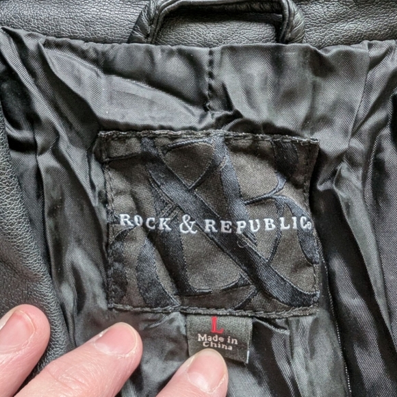 ROCK & REPUBLIC Moto Vest Grunge 90s Goth Rocker Women L Vegan Leather Black - Picture 8 of 13